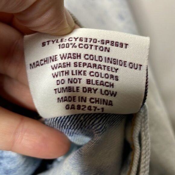 ChiQle Denim Small Distressed White Wash Multicolor Southwestern Jean Jacket - Picture 9 of 14